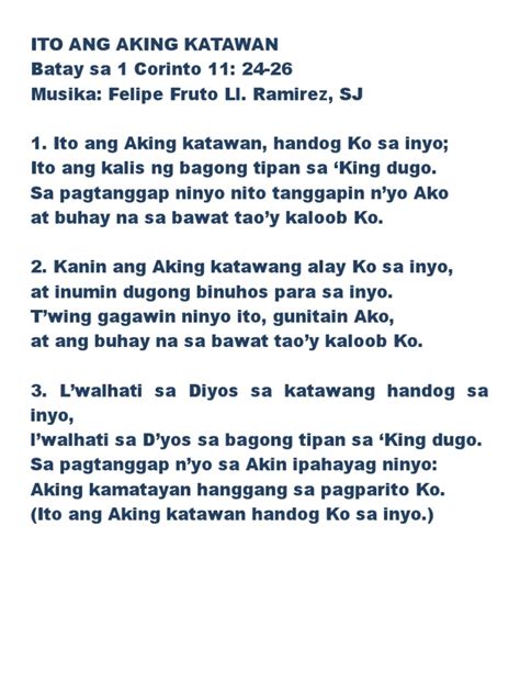 ito ang aking katawan verse|1 Mga Taga.